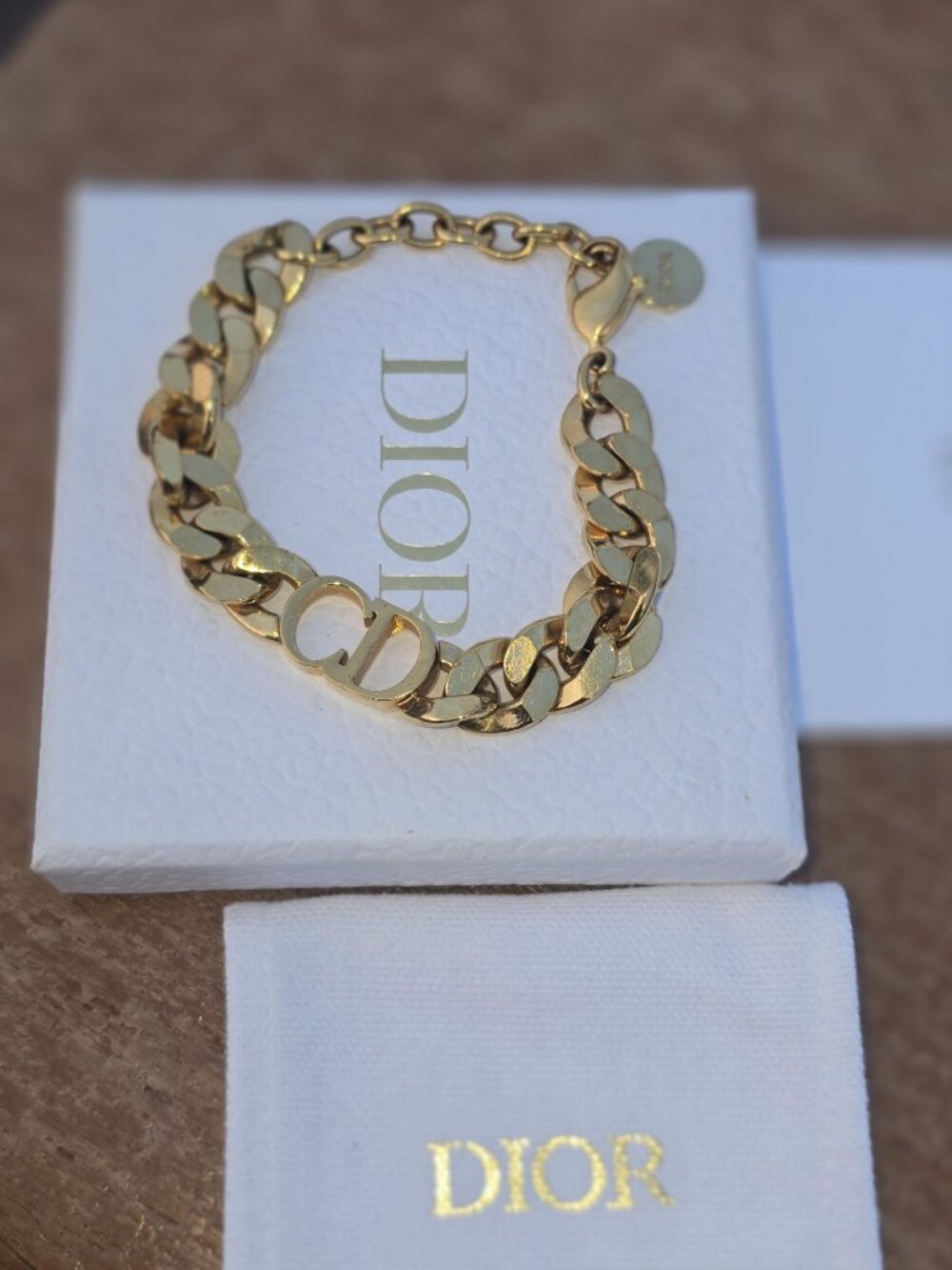 Dior 30 Montaigne Gold Tone Metal Bracelet.